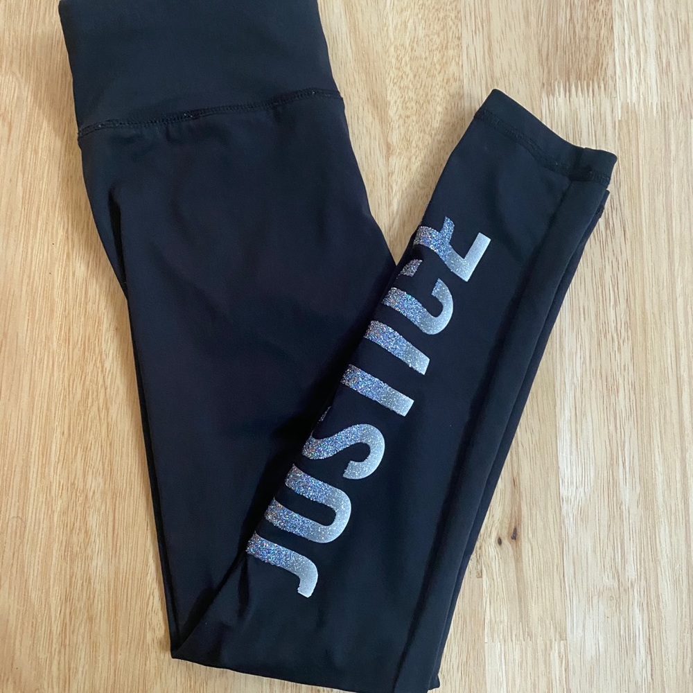 Girls Justice leggings black with glitter logo